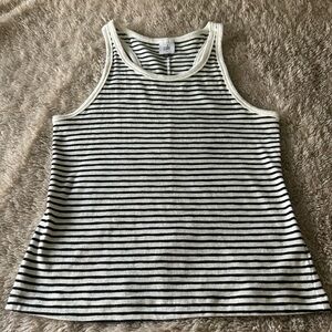 CAbi Black and White Striped Tank Top